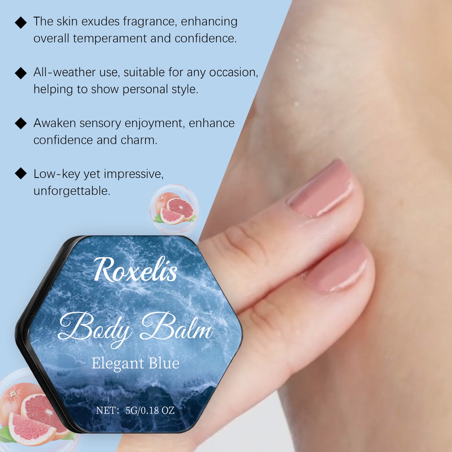Fifuroes Peppermint Blue Perfumed Body Balm Natural And Elegant Body Fragrance Refreshing Long-Lasting Charm Convenient Balm