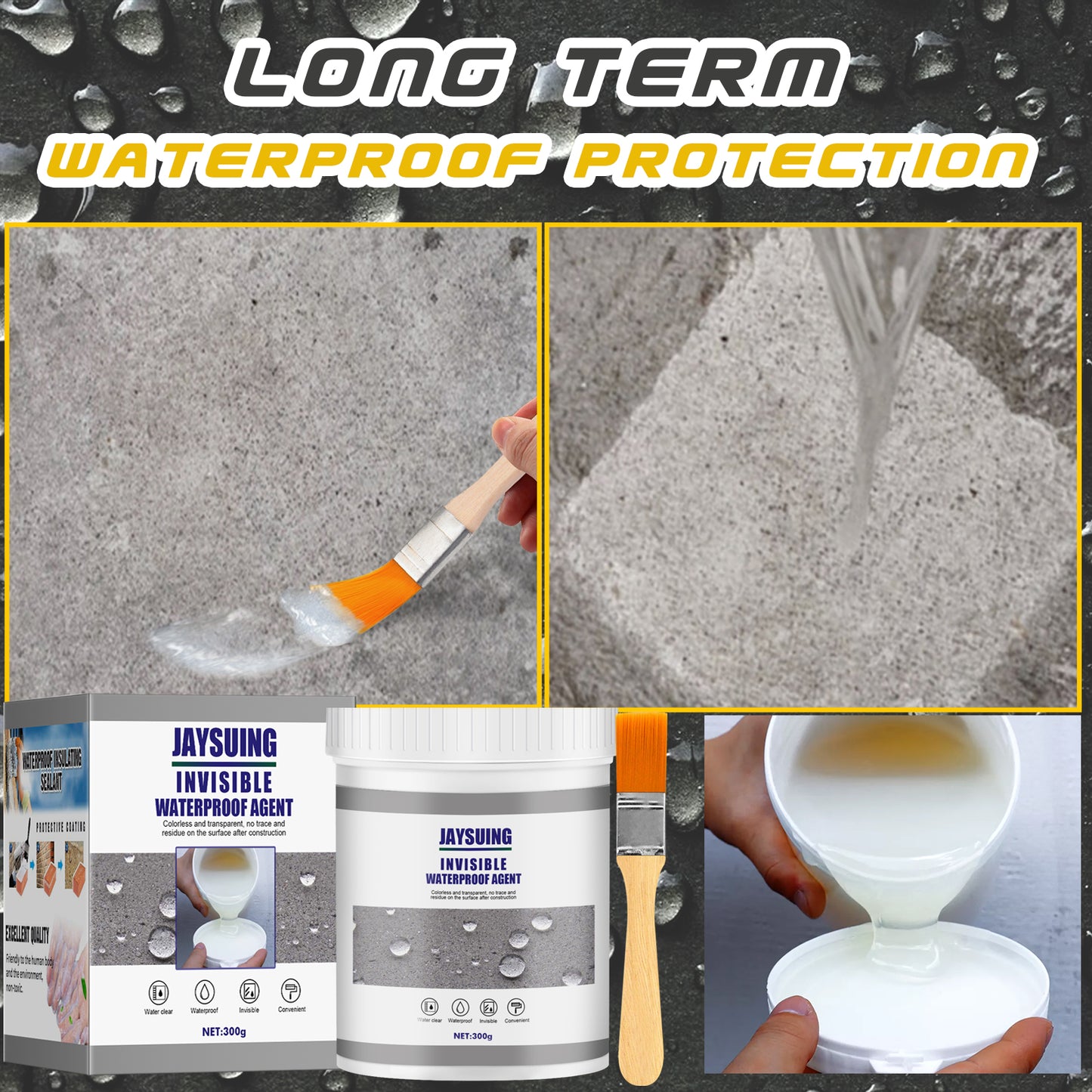 Fifuroes Waterproof Sealant, Bathroom Kitchen Exterior Wall Smashing Brick Leak Repair Paint Waterproof Adhesive