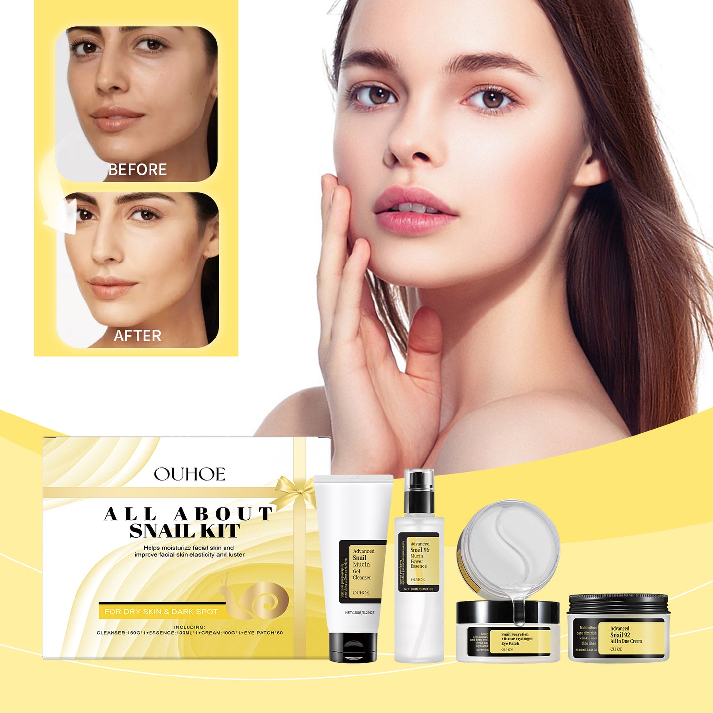 Fifuroes  Snail Facial Care Gift Box, Nourishing And Repairing Skin, Moisturizing And Hydrating Delicate Gift Box Packaging
