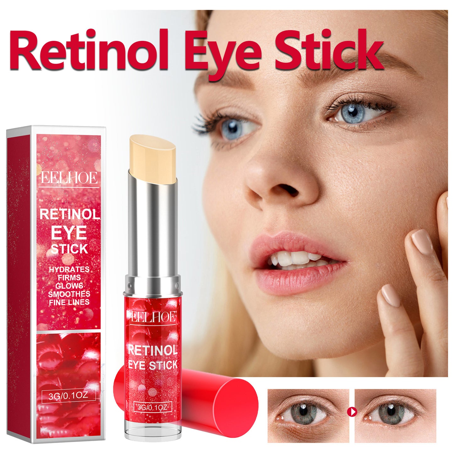 Fifuroes Retinol Eye Stick, Moisturize Eye Skin To Improve Eye Fade Out Fine Lines, Crow's Feet Wrinkles