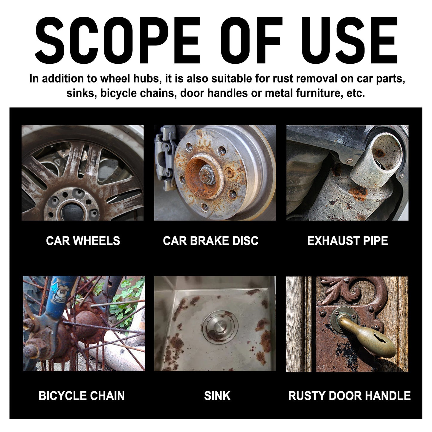 Fifuroes Wheel Rust Removal Spray, Automobile Tire Wheel Rust Cleaning Rust Removal Renovation Decontamination Brightener