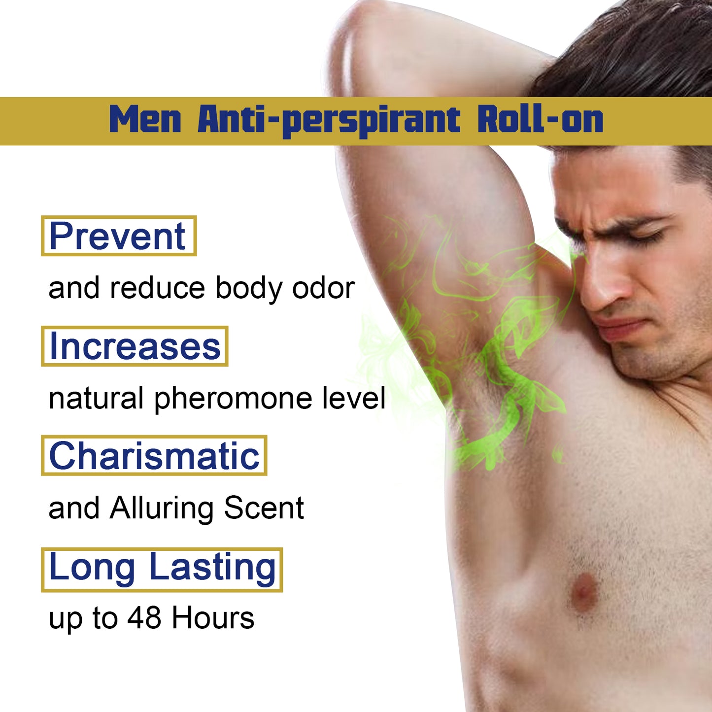 Fifuroes Men's Antiperspirant Roll-On Clean Underarm Sweat Odor Refreshing And Lasting Fragrance Roll-On Perspirant Suppression