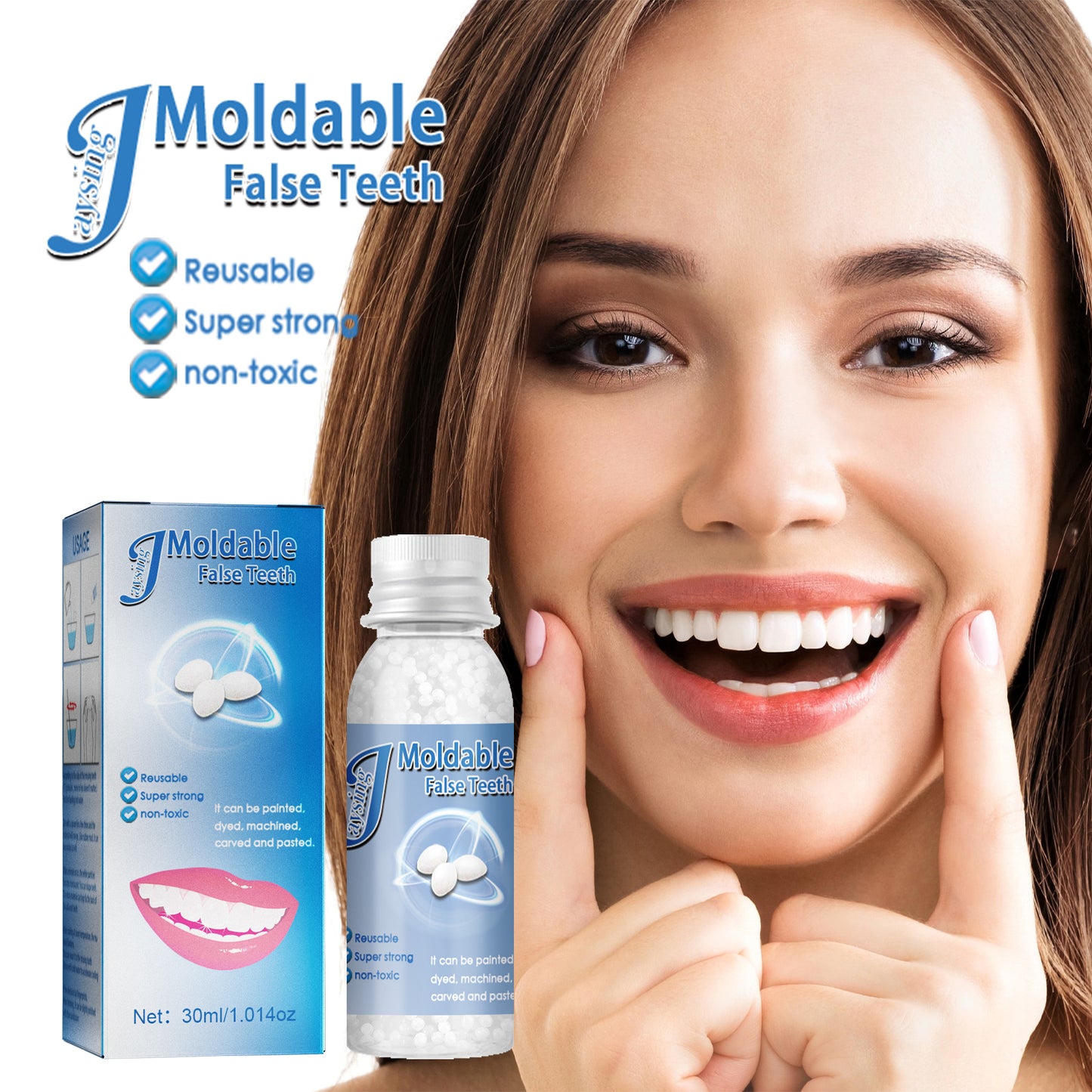 Fifuroes Moldable False Teeth, Film And Television Makeup Dentures Modified Dentures False Dentures Broken Teeth Temporary Dentures
