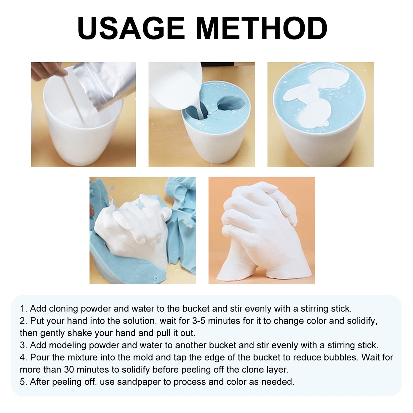 Fifuroes Hands Casting Kit, Baby Three-Dimensional Hands And Feet Model Making Materials For Valentine's Day Gifts