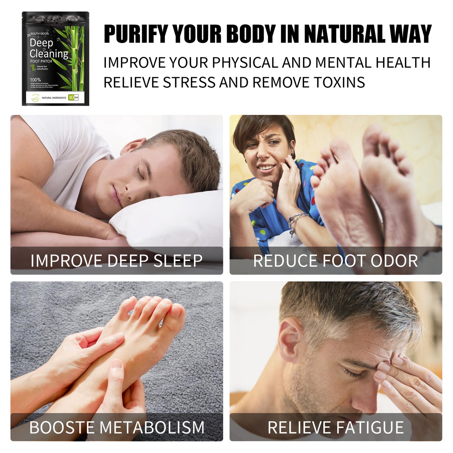 Fifuroes Natural herbal foot patch to relieve physical and mental stress Foot massage to help sleep foot patch
