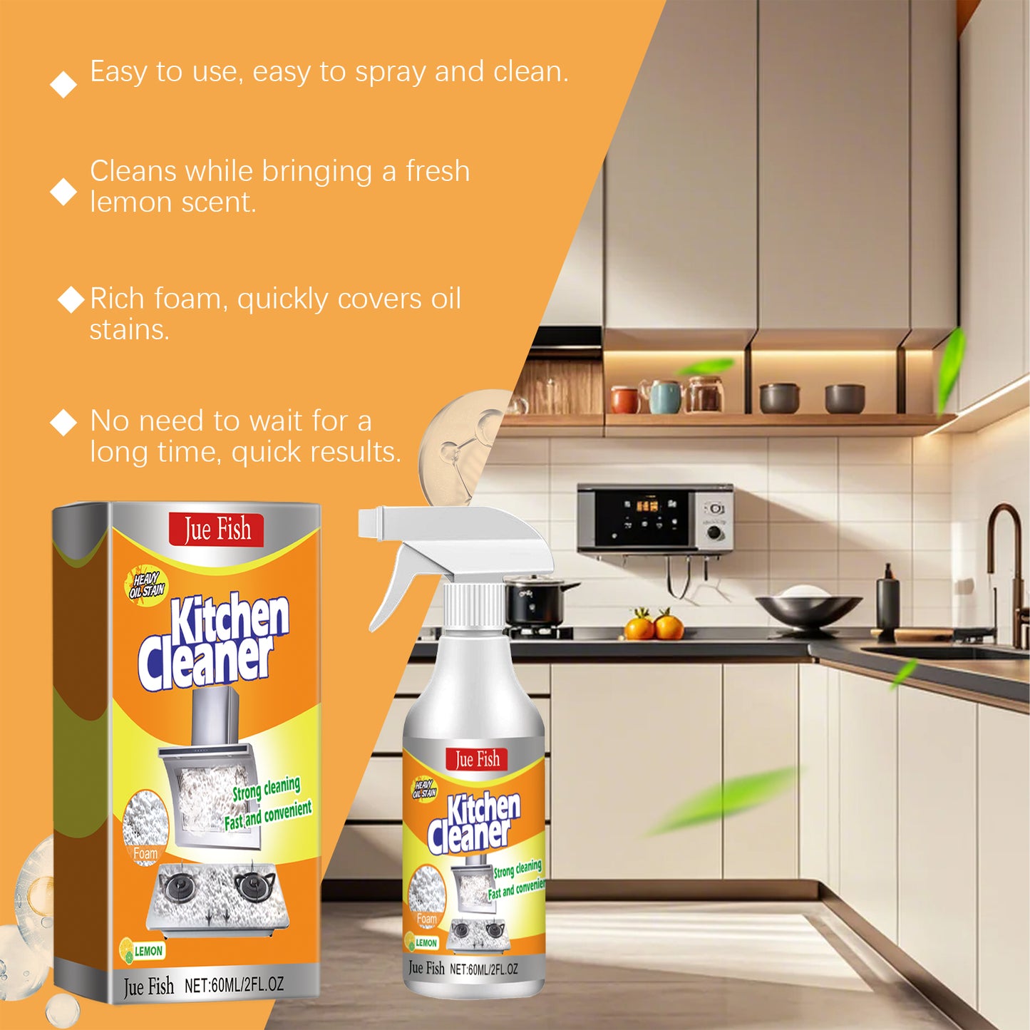 Fifuroes Kitchen Foam Cleaner, Household Kitchen Hood Heavy Oil Foam Cleaner Oil Clean