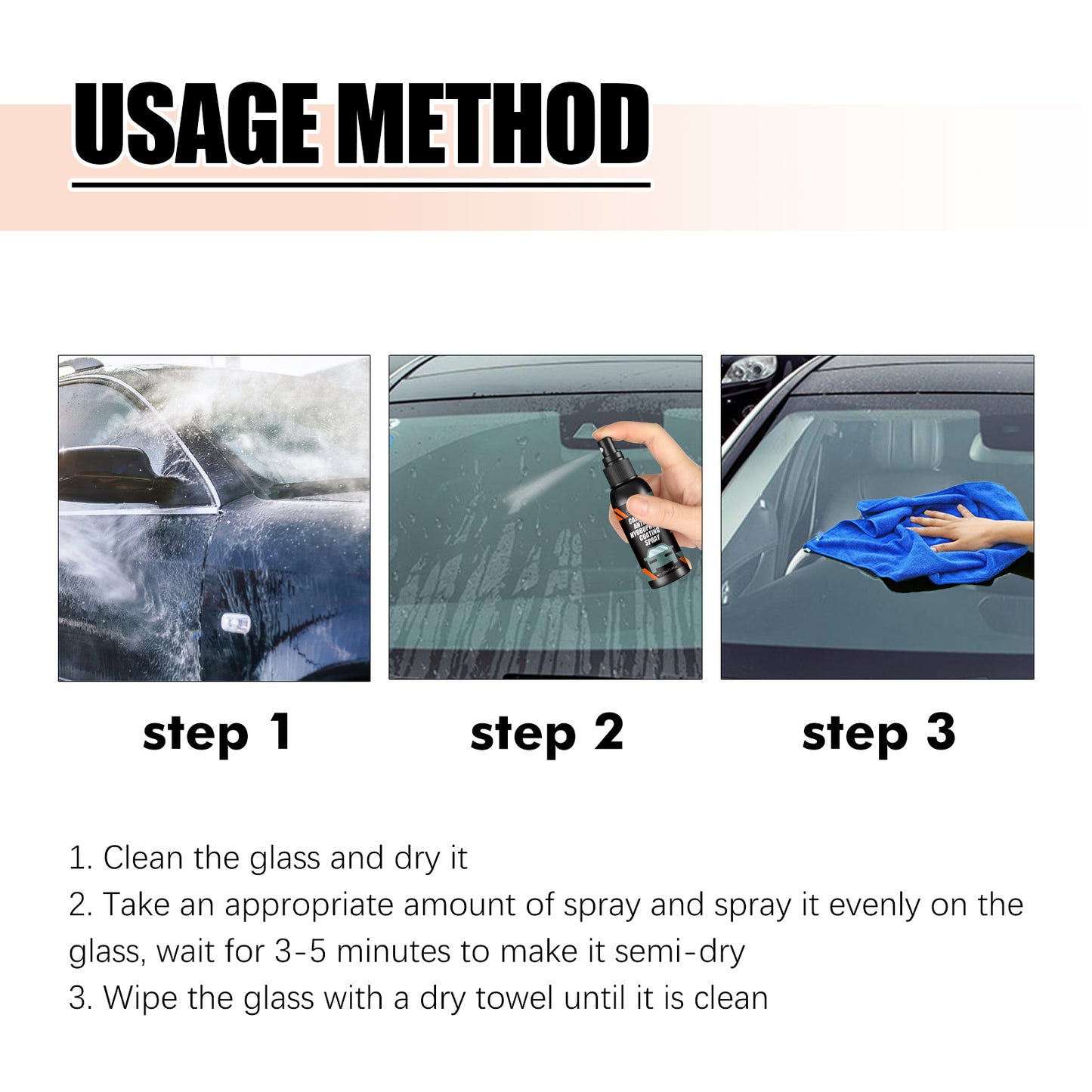Fifuroes Car Glass-Anti Fog Hydrophobic Coating Spray, Rearview Mirror Windshield Cleaner Stains Hydrophobic Water Spray Antifogging Agent