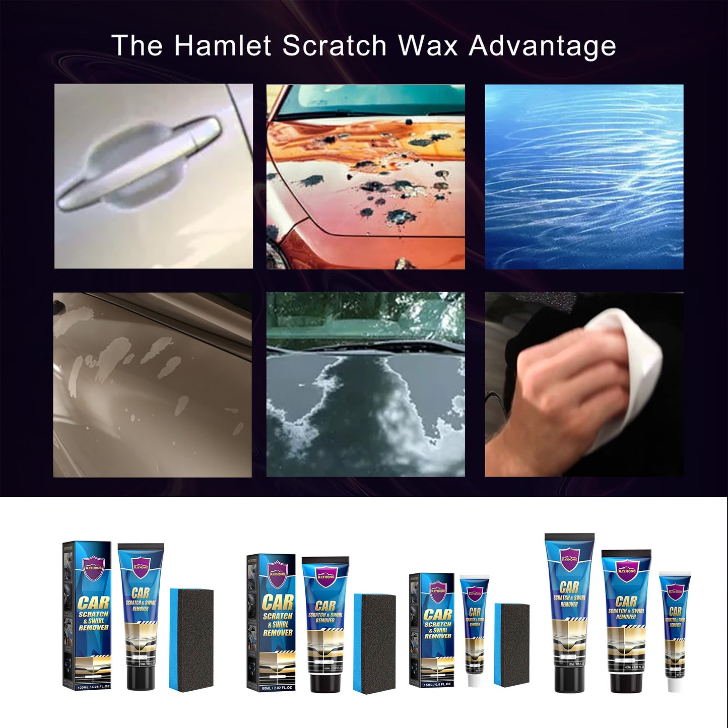 Fifuroes Car Scratch Repair Cream, Car Maintenance Refurbishment Paint Scratches Scratches Polishing Paint Repair Paste