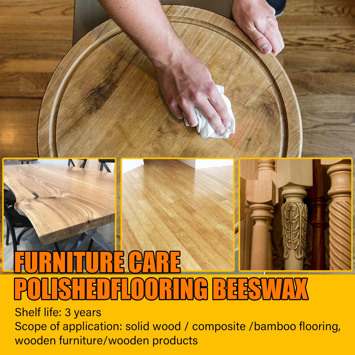 Fifuroes   Furniture Brightening Natural Beeswax Polished Beeswax Waterproof, Hard-Wearing Wooden Floors, Maintenance And Care Beeswax