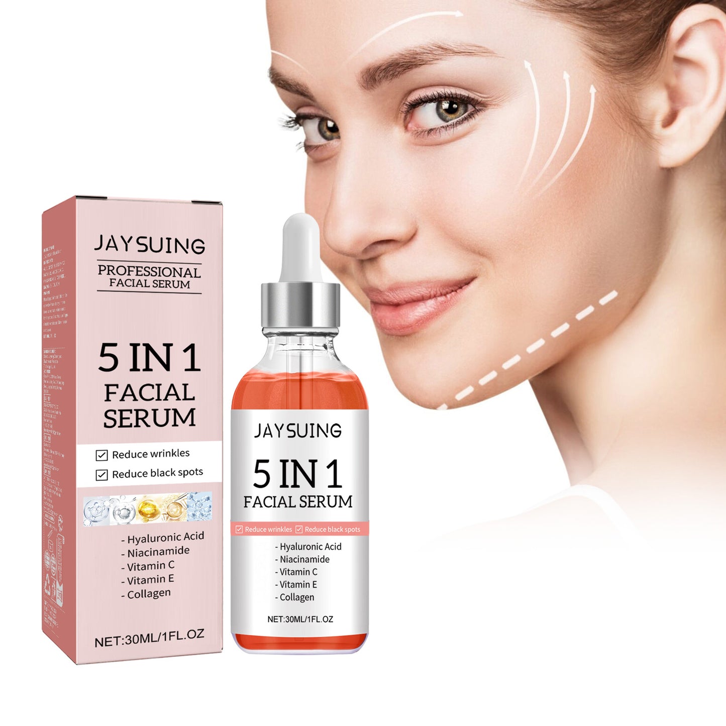 Fifuroes 5 in 1 Face Serum, Moisturizes Skin Firming Lightening Acne Spots Beautiful Skin Serum