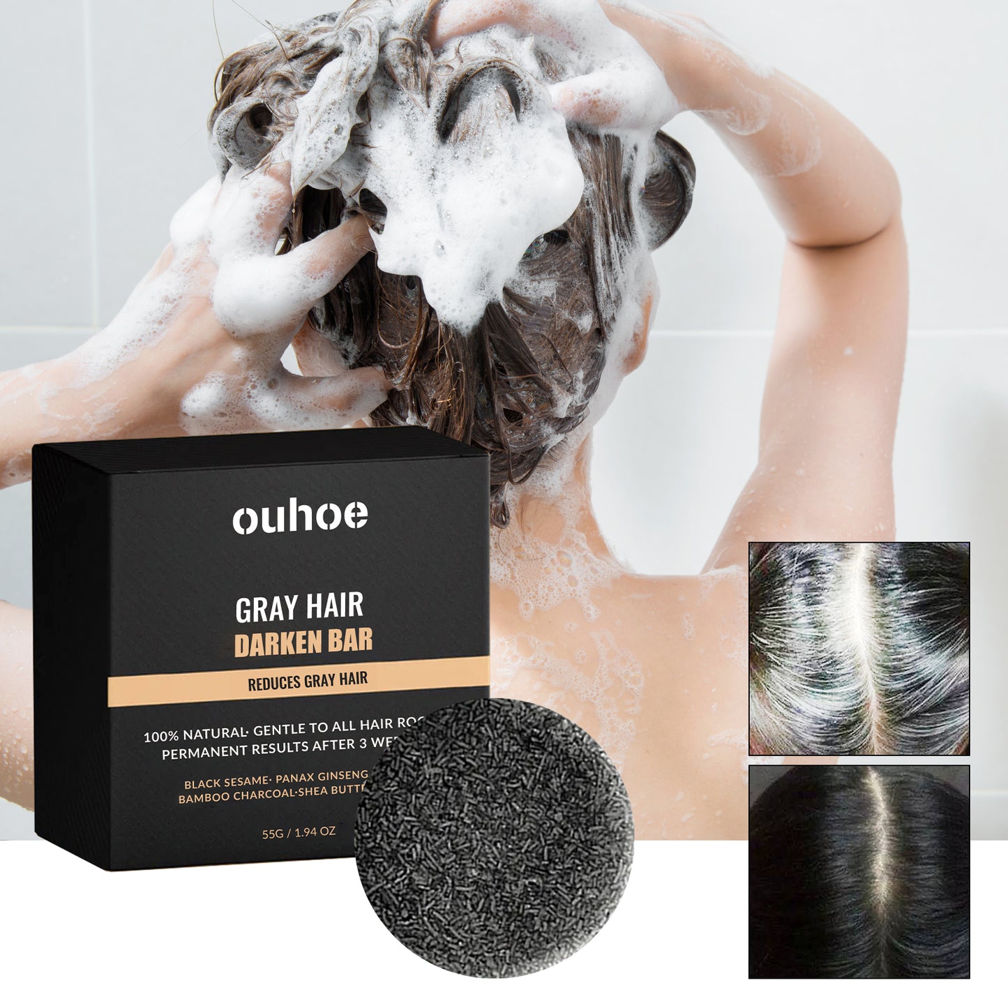 Fifuroes Black Hair Soap, Repair Black Hair Massage Moisturizing Hair Cleansing Soap