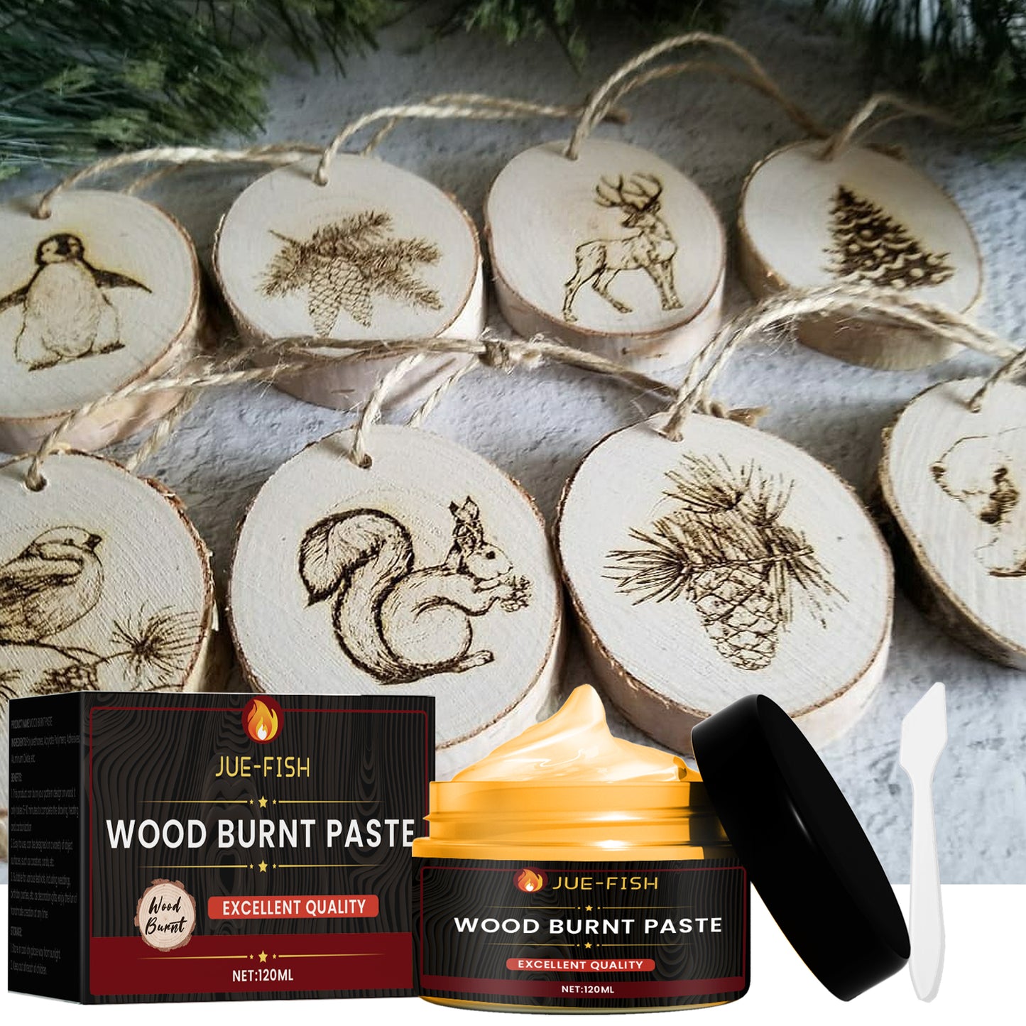 Fifuroes Wood Burning Paste, Camping Outdoor Wood Cloth Combustion DIY Pyrography Wood Burning Paste