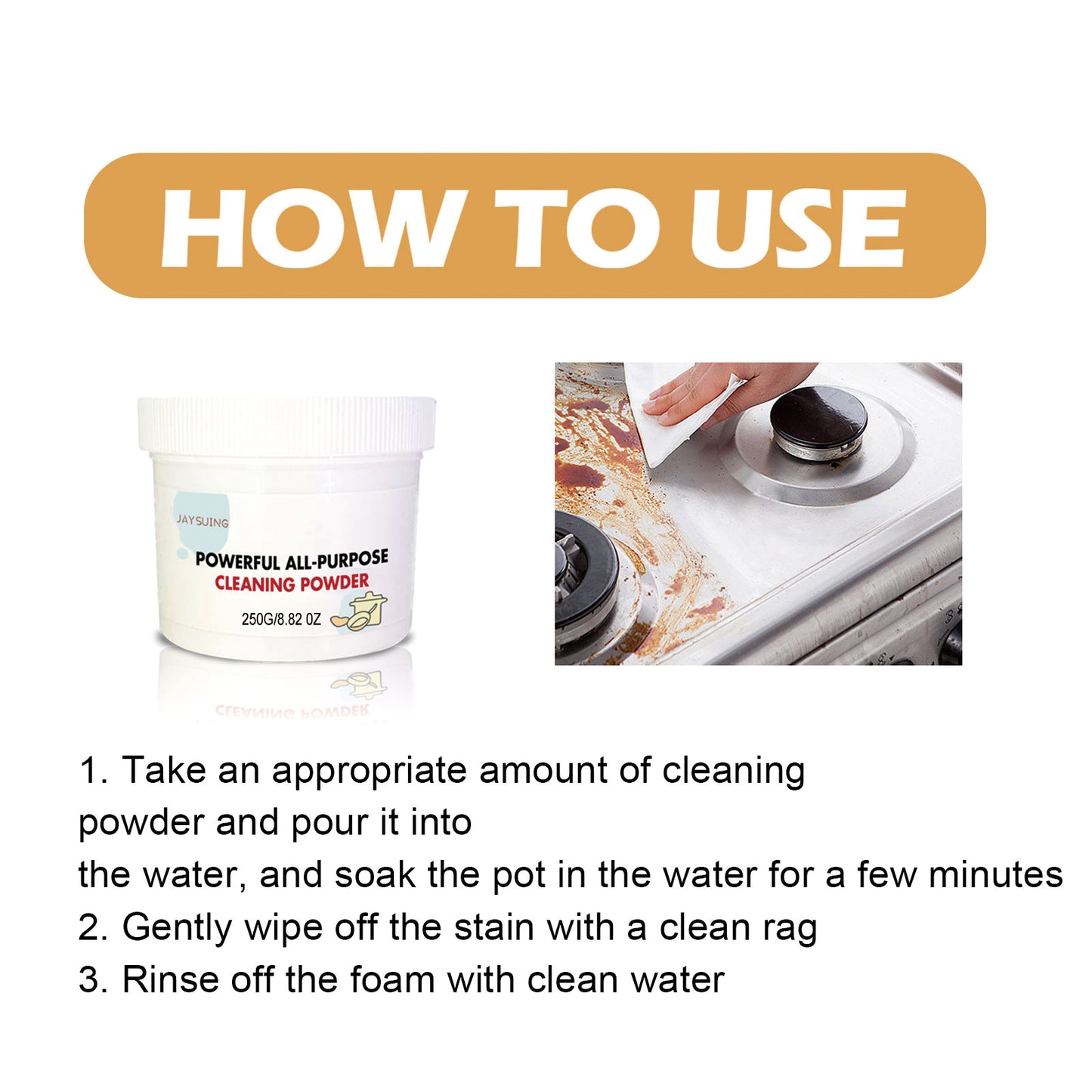 Fifuroes Multi-Purpose Cleaning Powder Cleaning Kitchen Utensils Rust Removal Kitchen Heavy Oil Stain Cooktop Range Hood Clean