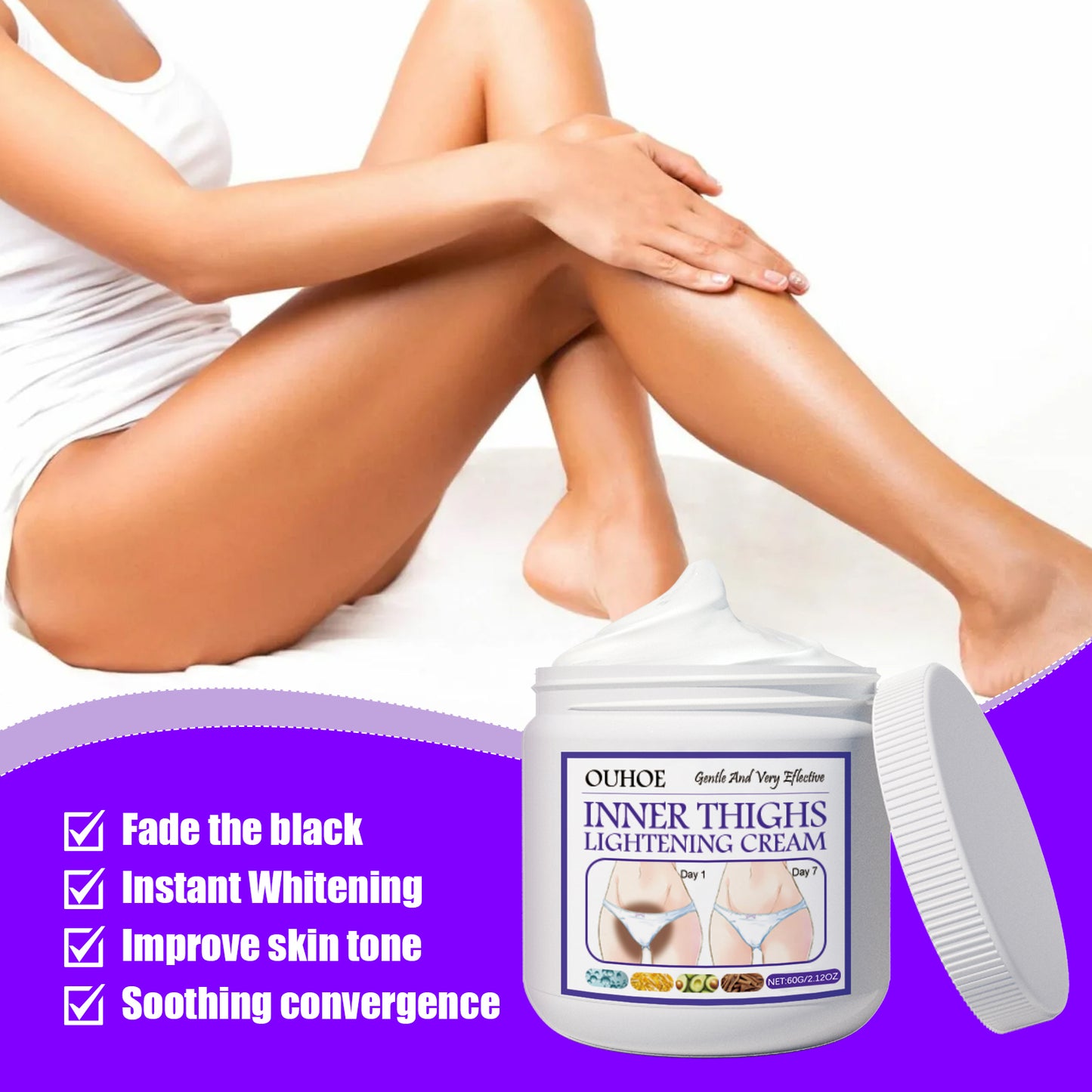 FifuroesThigh Beauty Cream, Brightening Inner Thighs, Hydrating And Moisturizing Skin, Cleansing And Caring Leg Beauty Cream