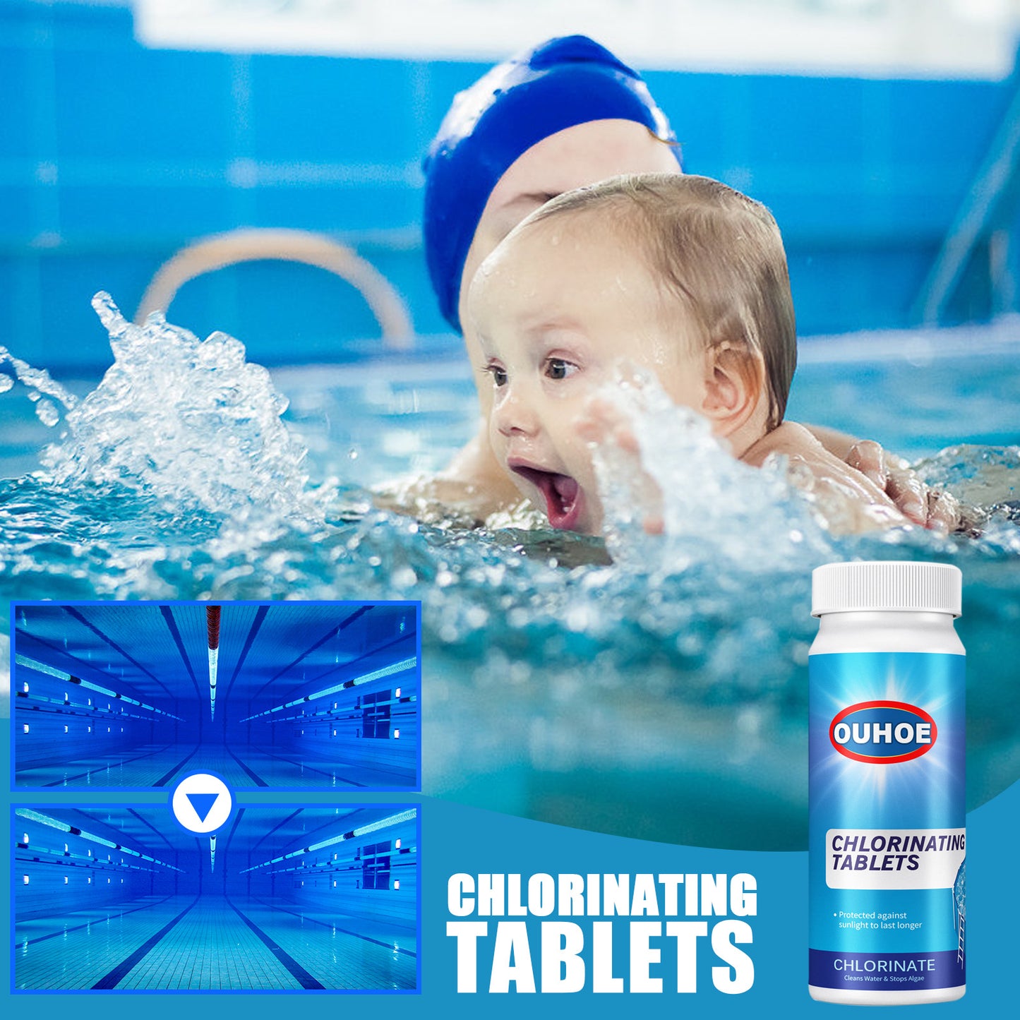 Fifuroes Pool Cleaning Tablet, Swimming Pool Effervescent Tablet Decontamination Cleaning Tablet Multifunctional Cleaning Tablet