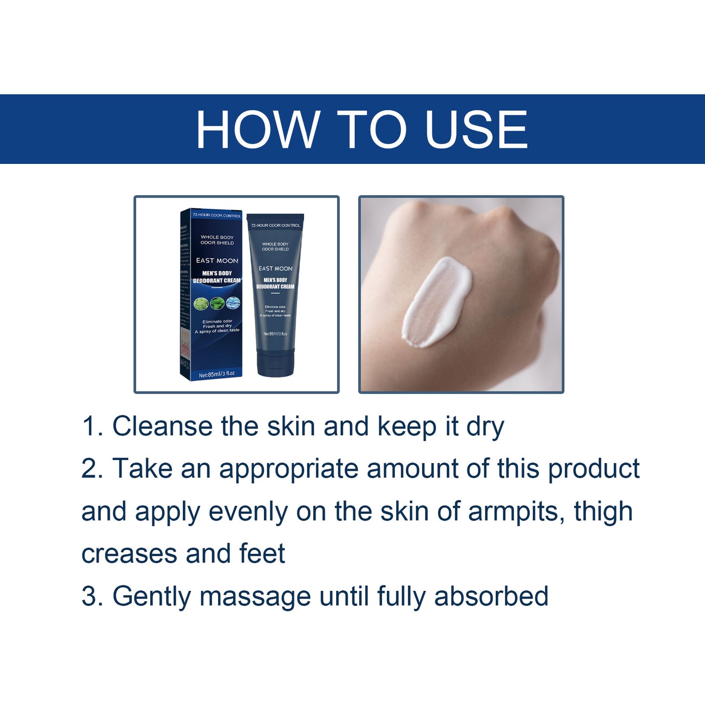 Fifuroes Men's Body Deodorant Cream, Gentle Body Deodorant Cream For Men's Body Care
