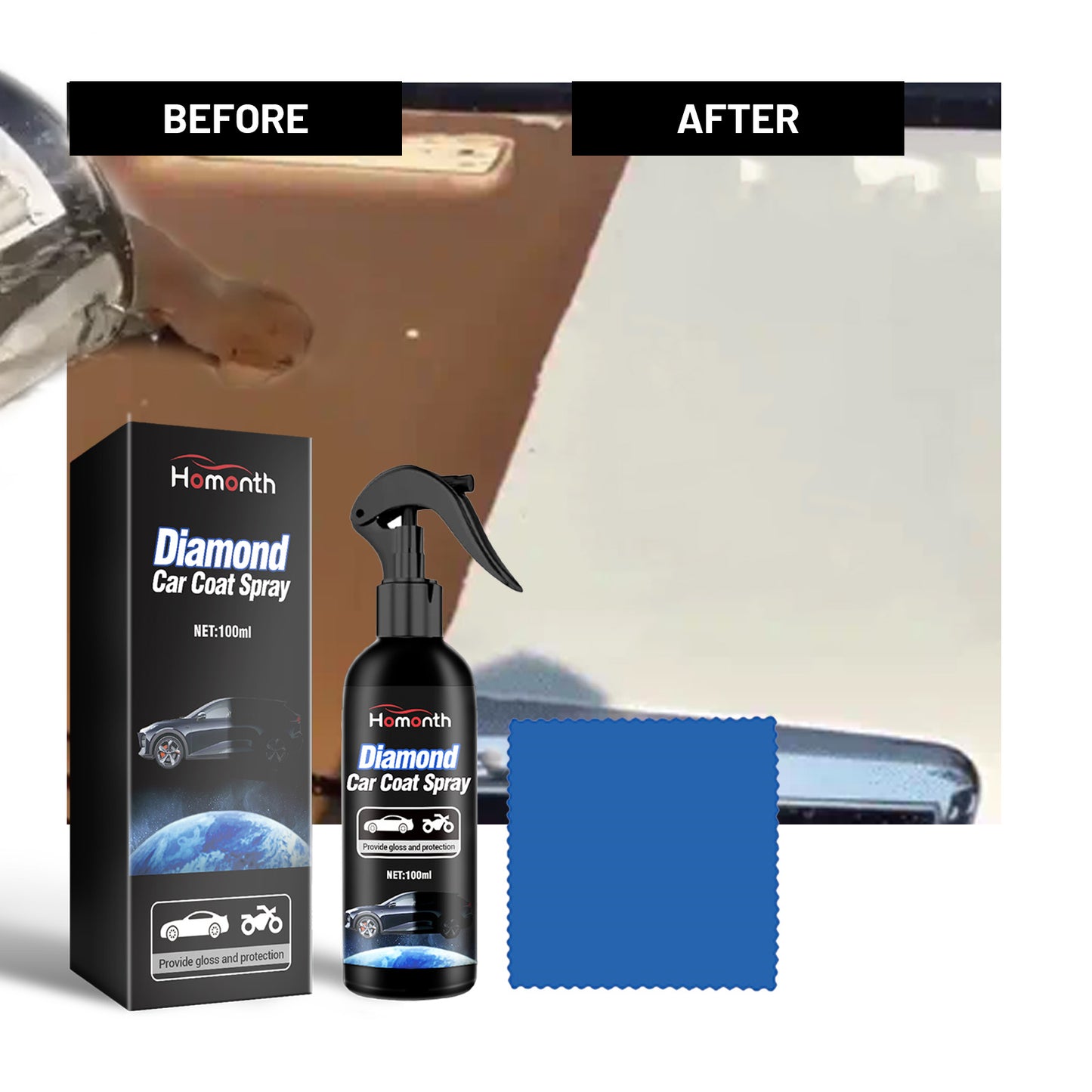 Fifuroes Diamond Car Coat Spray, Car Paint Maintenance Refurbished Paint Surface Cleaning Decontamination Brightening Polishing Coating Spray