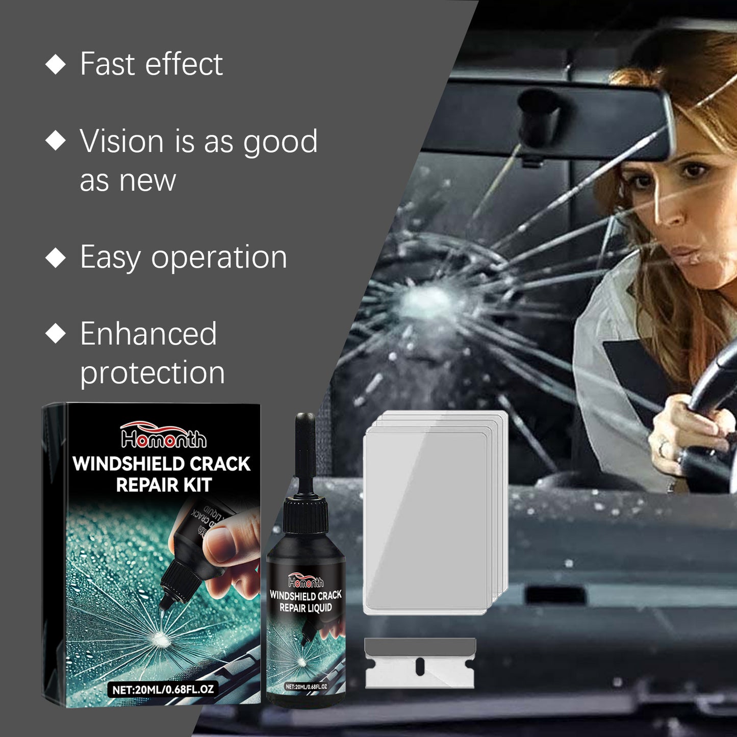 Fifuroes Automotive Glass Care Kit Automotive Windshield Cracks And Scratches Adhesive Repair Solution