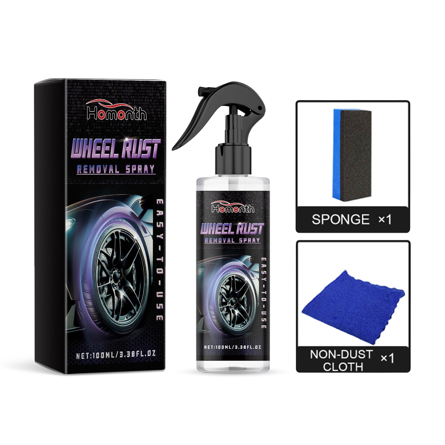 Fifuroes Wheel Rust Removal Spray, Automobile Tire Wheel Rust Cleaning Rust Removal Renovation Decontamination Brightener