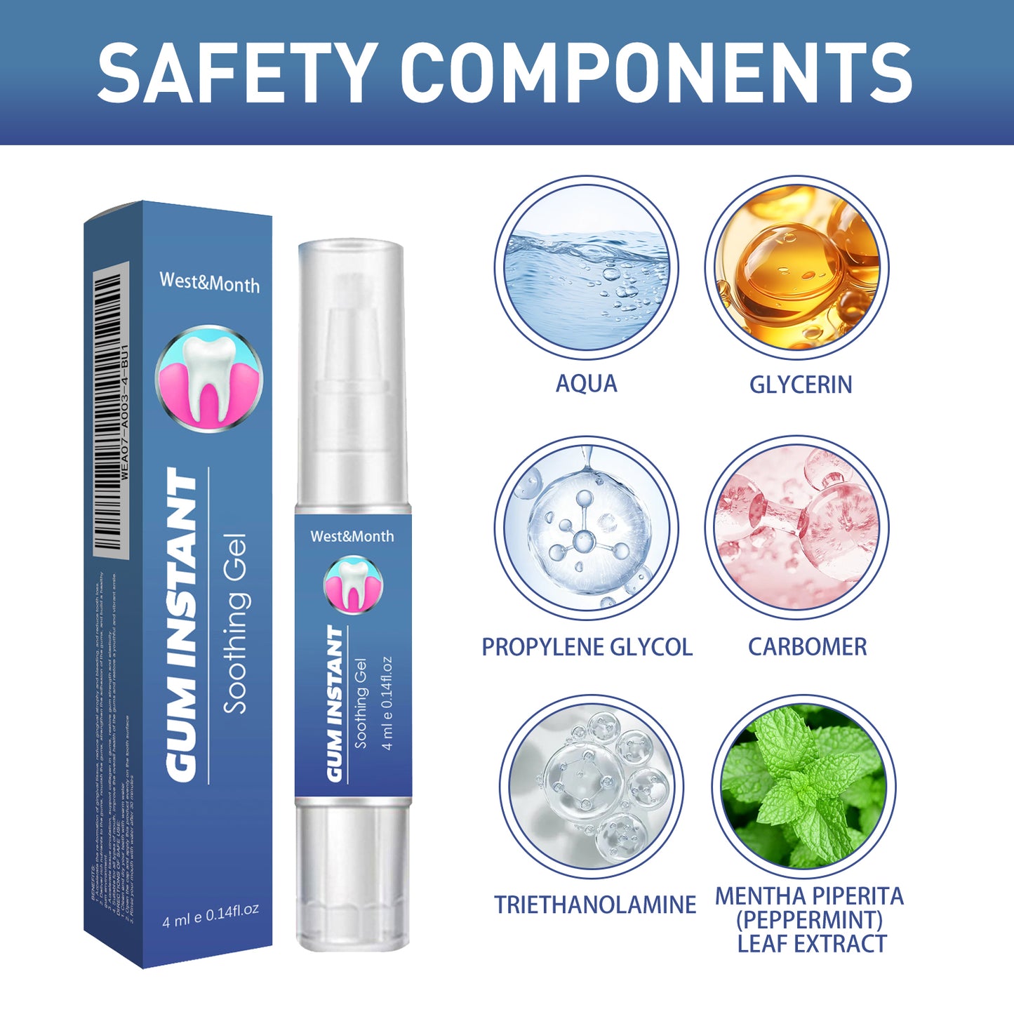 Fifuroes Gum Instant Soothing Gel, Relieve Gums Swelling And Pain Clean Teeth Plaque Stains And Whiten Teeth Gel