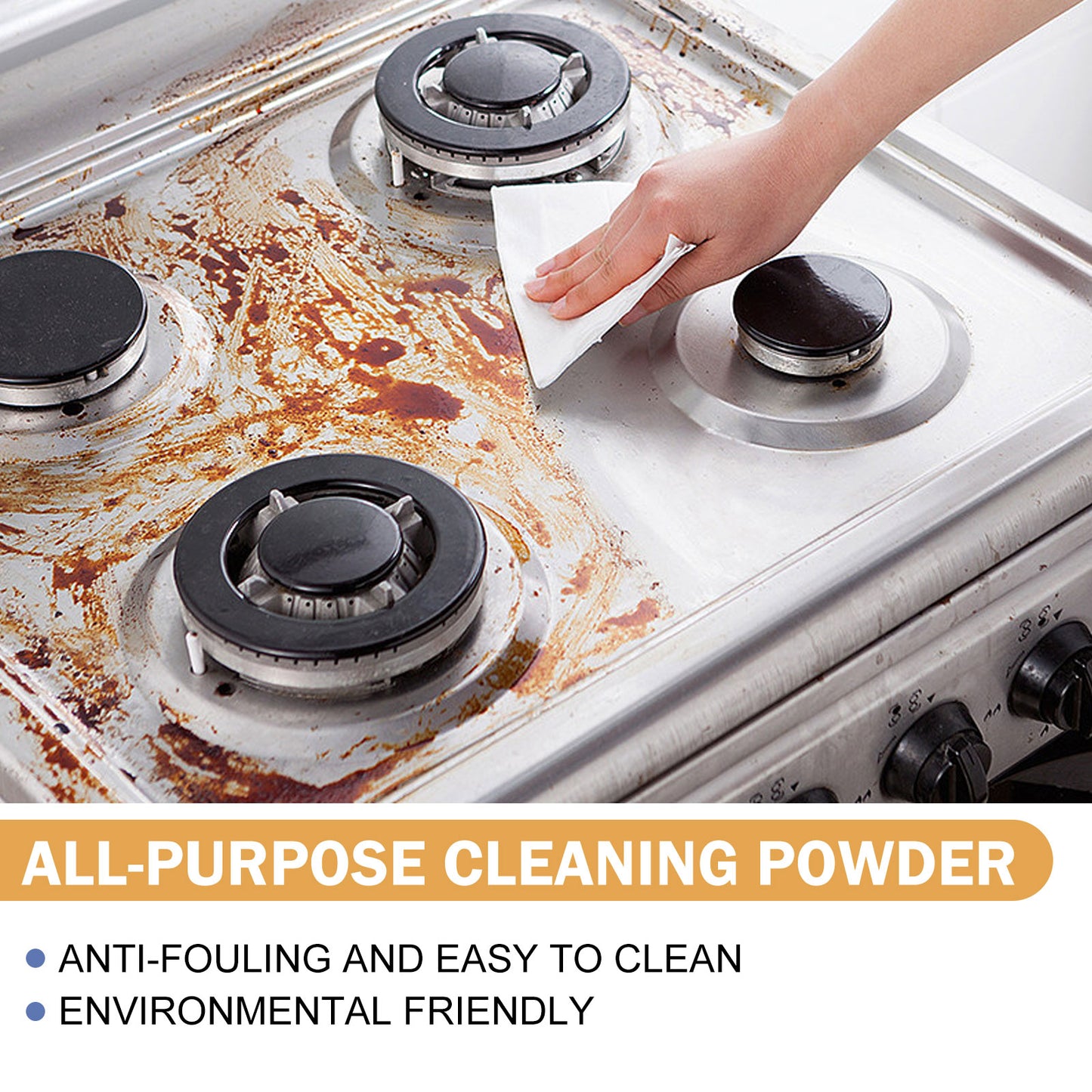 Fifuroes Multi-Purpose Cleaning Powder Cleaning Kitchen Utensils Rust Removal Kitchen Heavy Oil Stain Cooktop Range Hood Clean