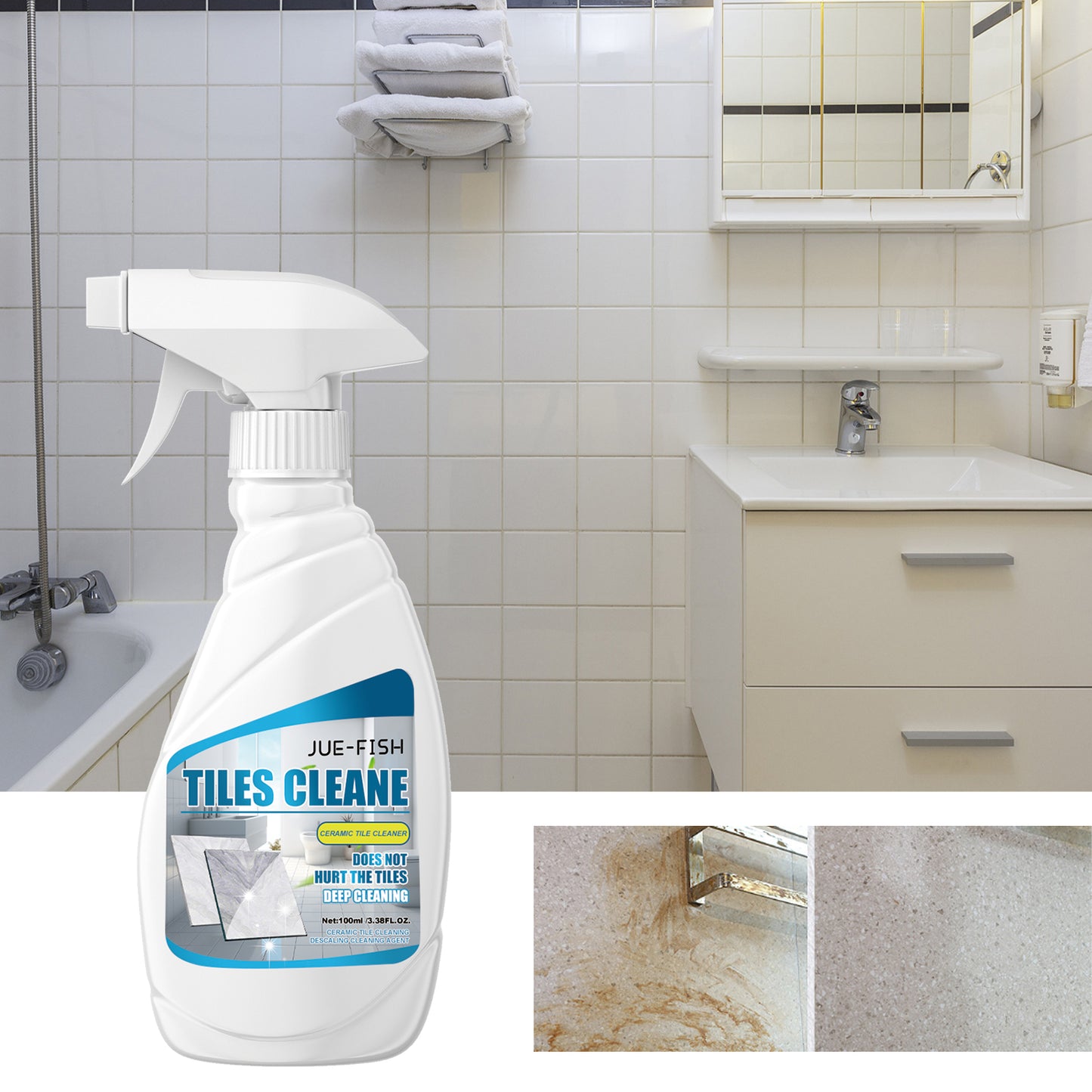 Fifuroes Tile Cleaner, Bathroom Tile Floor Marble Bright Strong Dirt Remover