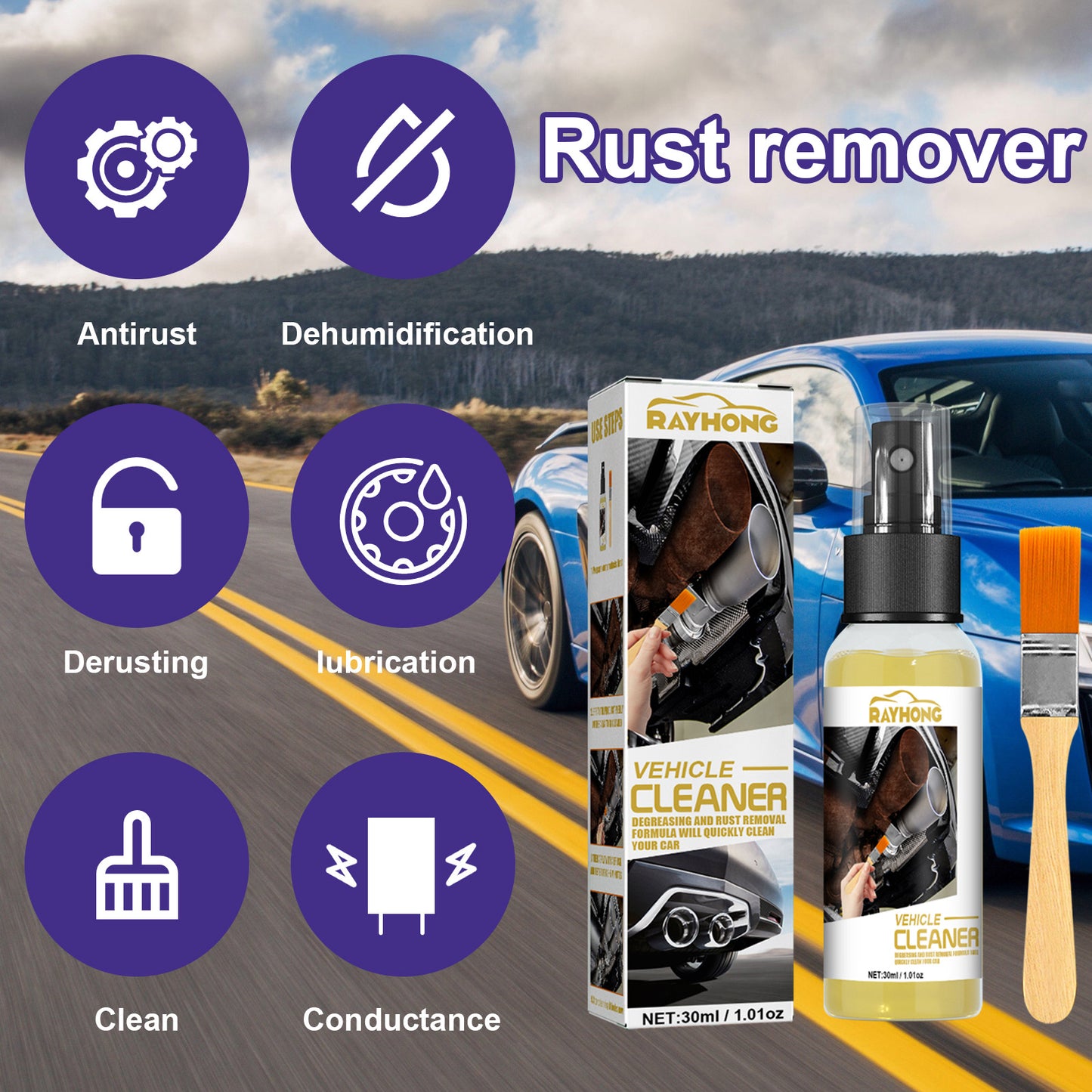 Fifuroes Rust Remover For Cars, Lubricating Metal Steel Multi-Functional Wheel Screws Rust Proof Cleaning And Brightening Spray