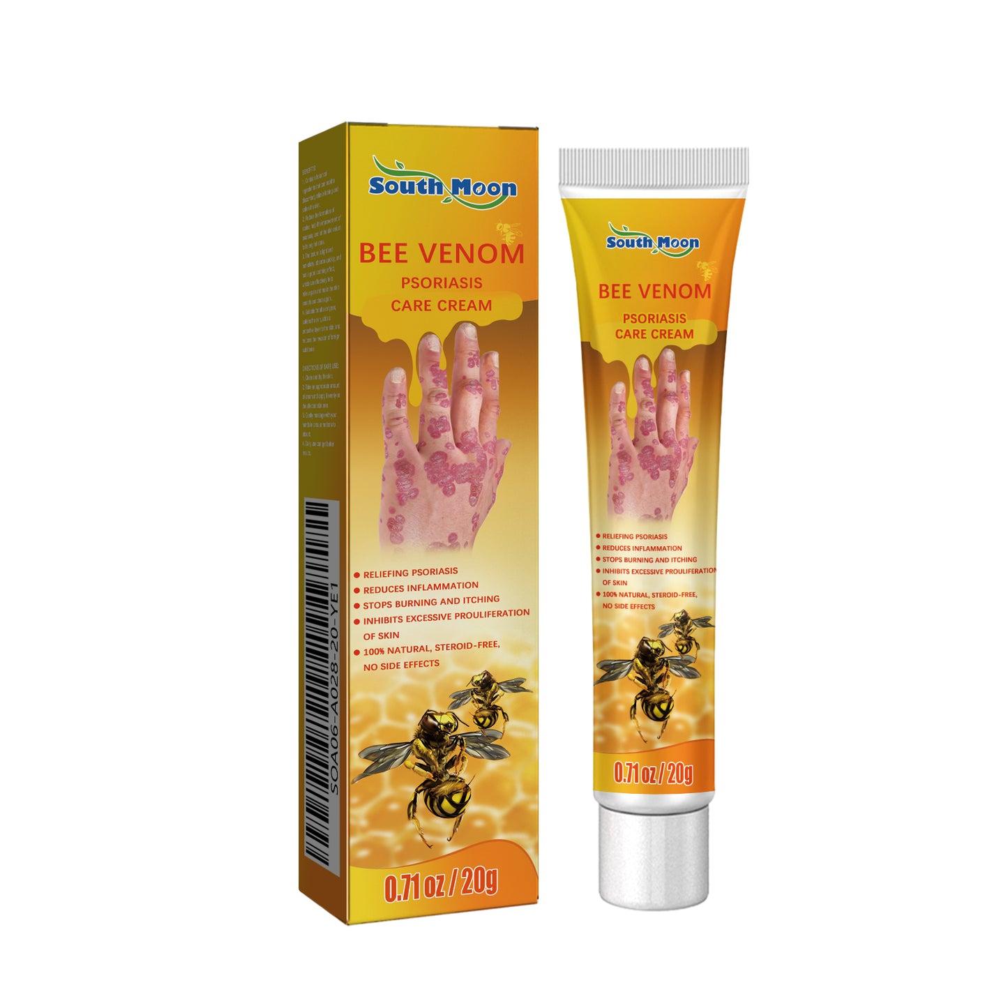 Fifuroes Bee Venom Psoriasis Cream, Relieve Itchy Skin Repair Hand Moss Moisturizing Skin Care Cream
