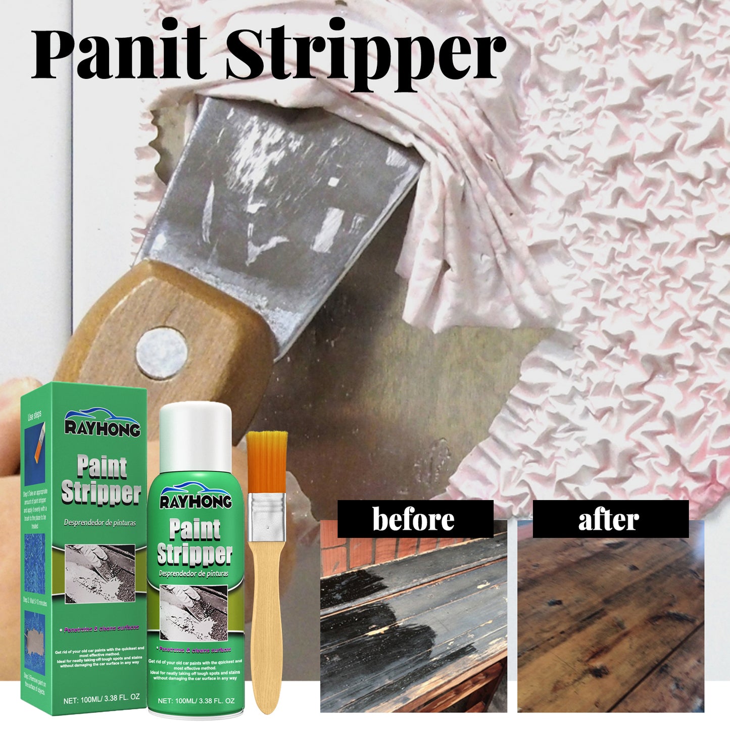 Fifuroes Paint Remover, Auto Wheel Stripping Metal Surface Paint Remover Non-Trace Cleaning Paint Remover