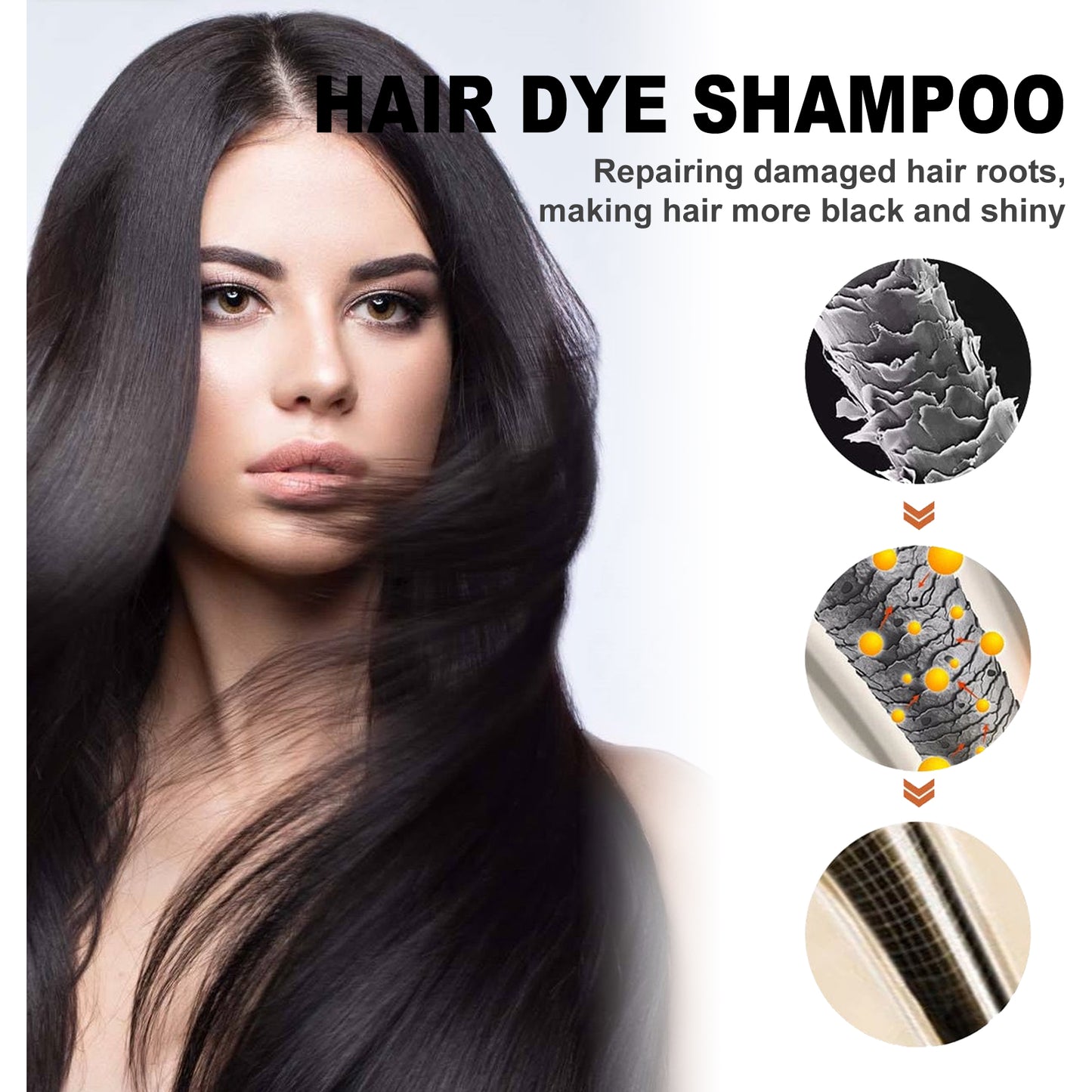 Fifuroes Black Hair Shampoo, Multiflorum Essence Moisturizing Nourishing Cleansing Repairing Black And Smooth Hair Shampoo