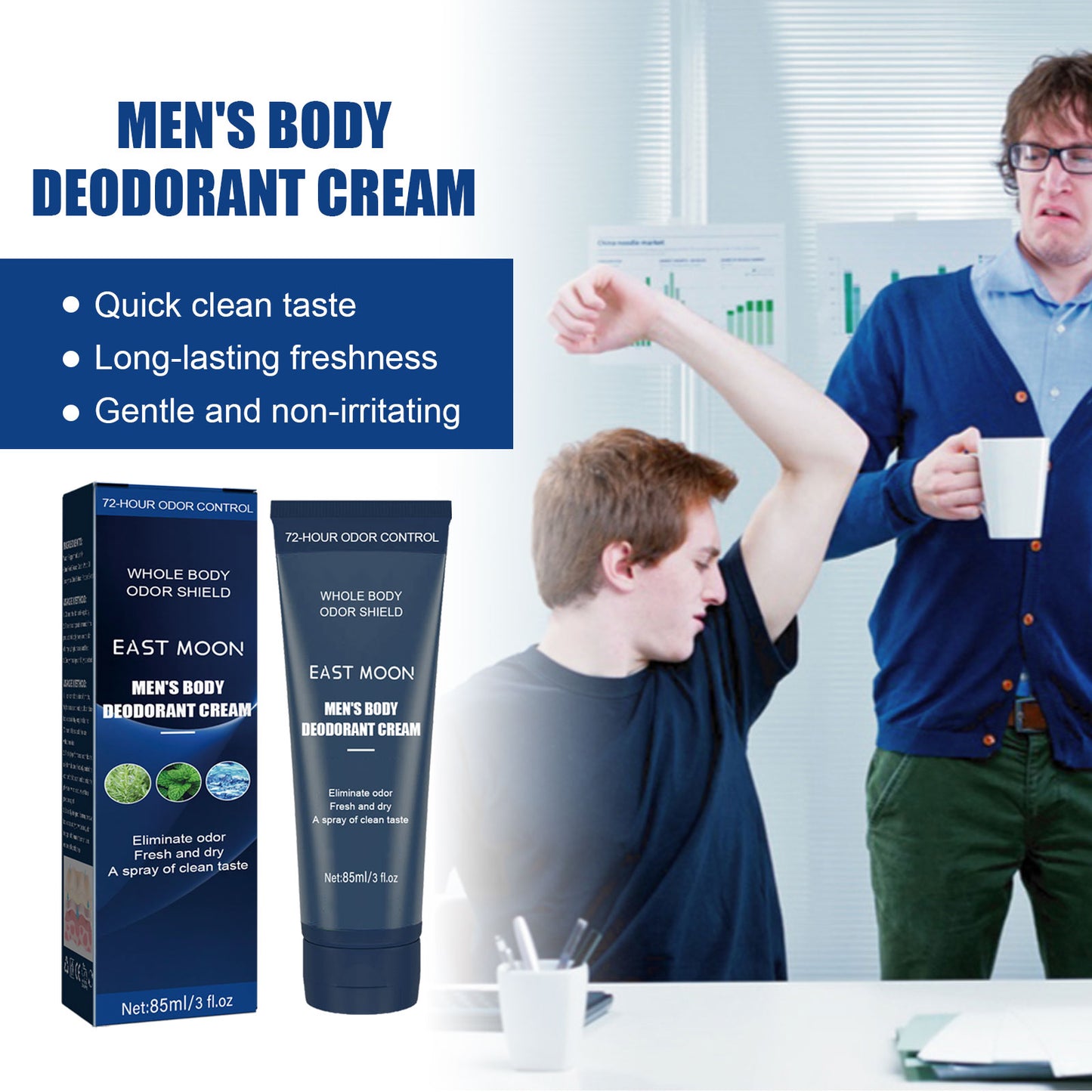 Fifuroes Men's Body Deodorant Cream, Gentle Body Deodorant Cream For Men's Body Care