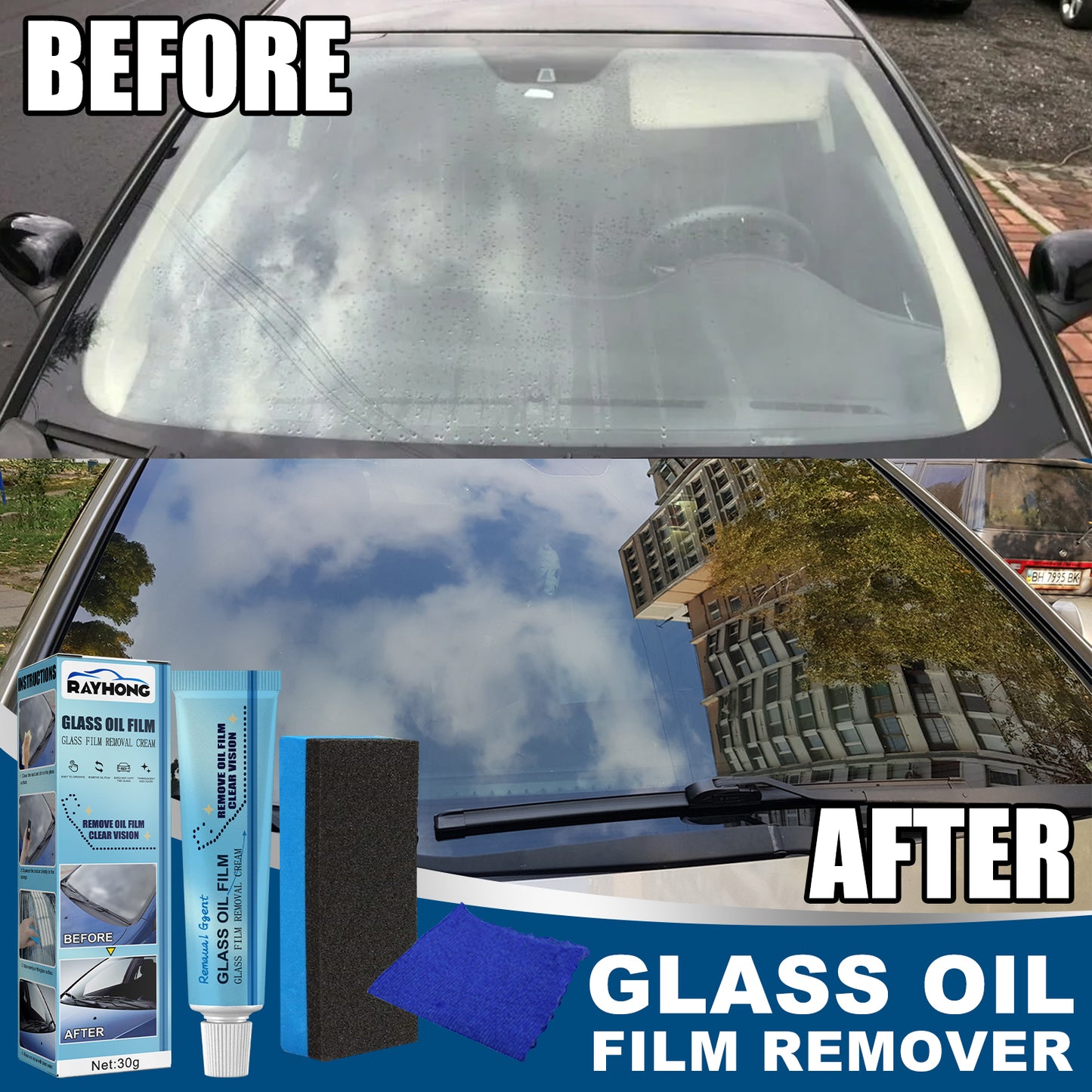 Fifuroes Glass Oil Film Remover Decontamination Rain-Proof Car Front Windshield Window Oil Film Remover