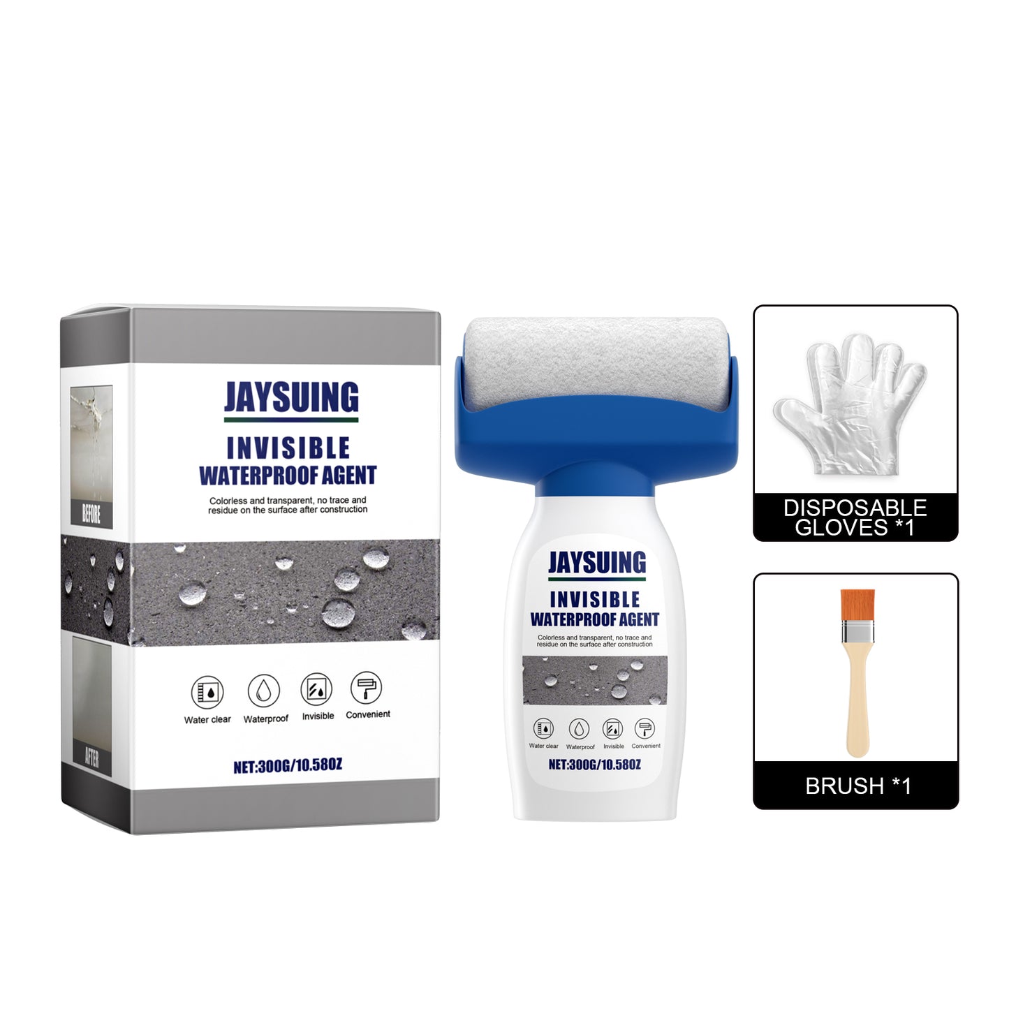 Fifuroes Roller Waterproof Glue, Home Waterproof Repair With Roller Brush Wear-Resistant Exterior Waterproof Paint